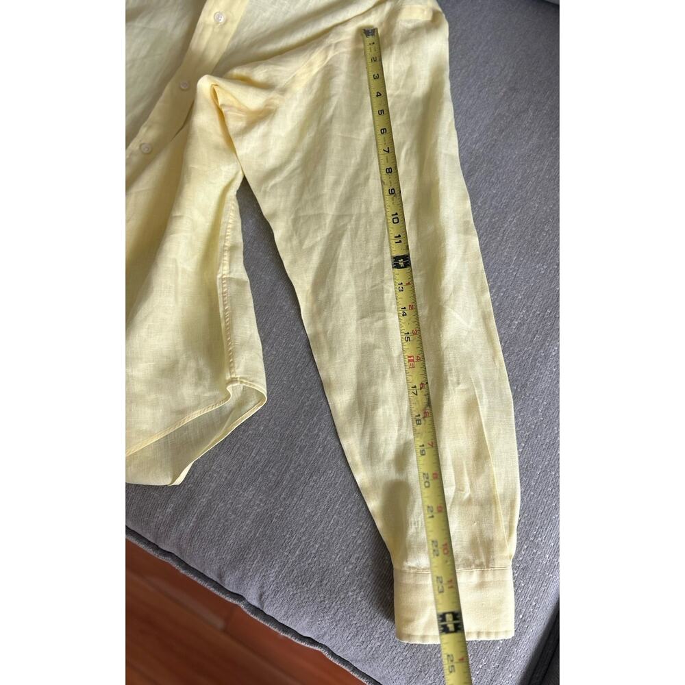 Men's Polo Ralph Lauren Yellow Linen Button Up Shirt Size XL Preppy Summer Beach - Picture 11 of 12